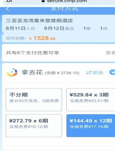携程里的拿去花
