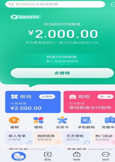 分期乐给了临时额度借不出来